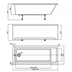 Ванна акрилловая прямоугольная 170*70 EMILIA 80184