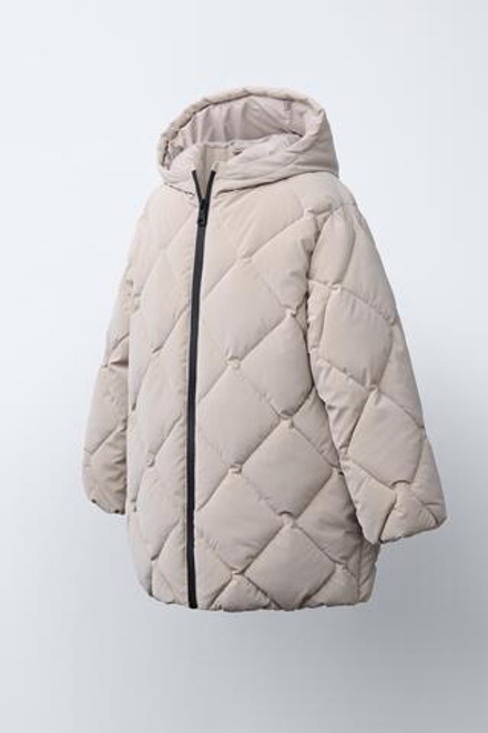 ZARA ЛЕГКОЕ СТЕГАНОЕ ПРОРЕЗИНЕННОЕ ПАЛЬТО, РЫЖЕВАТО-КОРИЧНЕВЫЙ
