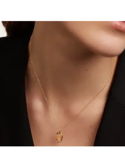 Колье Буква Q серебро 925 пробы покрытое золотом