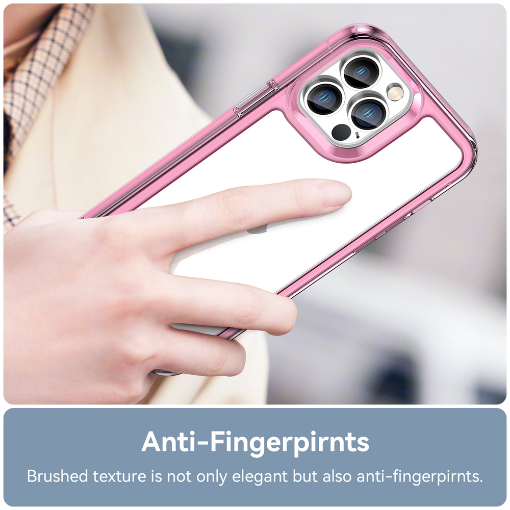 Усиленный прозрачный чехол с розовыми рамками на iPhone 13 Pro Max, увеличенные защитные свойства