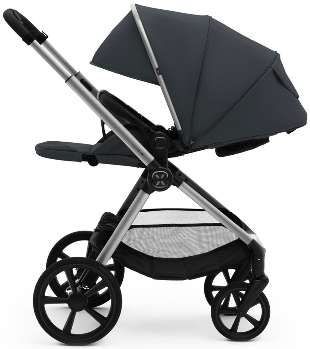 Коляска Agex Life 3 в 1 хромированная рама с автокреслом i-Safe S Grey ALM606 Midnight Grey (Темно-серый)