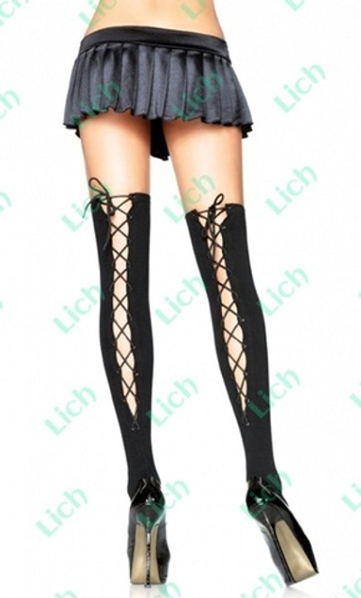 Чулки черные cо шнуровкой сзади