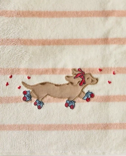 ZARA HOME ДЕТСКОЕ ПОЛОТЕНЦЕ С ВЫШИВКОЙ, РОЗОВЫЙ