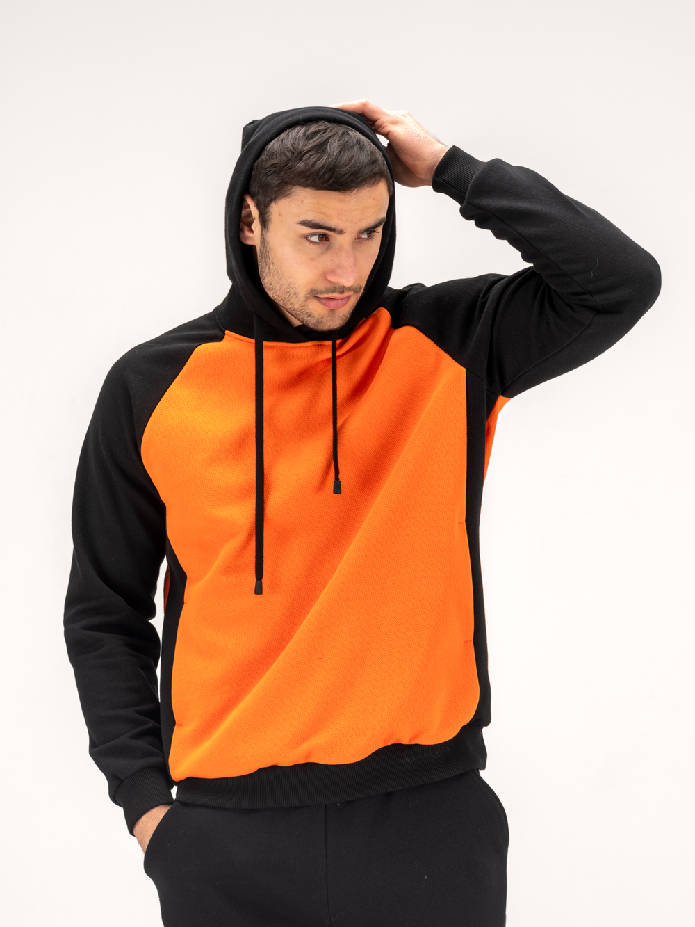 Костюм мужской спортивный теплый. Оранжевый/черный