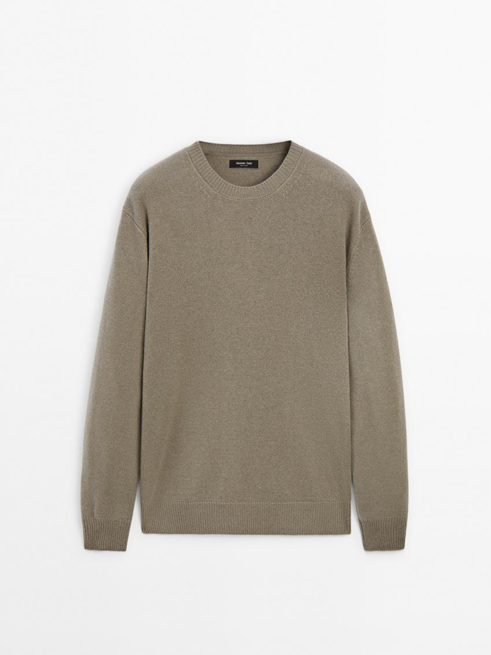 Massimo Dutti Свитер из смесовой шерсти с круглым вырезом, серый