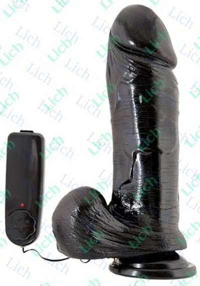 Чёрный вибратор на присоске, 22,8 см