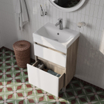 Тумба напольная с ящиками IDDIS Zodiac, 50 см, белая/под дерево, ZOD5ABFi95