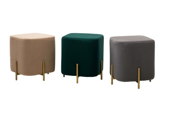 Пуф для гостиной OTTO, цвет Velutto 05 Бежевый, велюр / золотой каркас