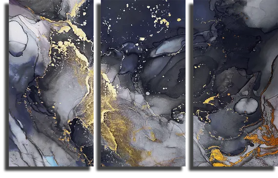 Модульная картина "Абстракция алкогольными чернилами"