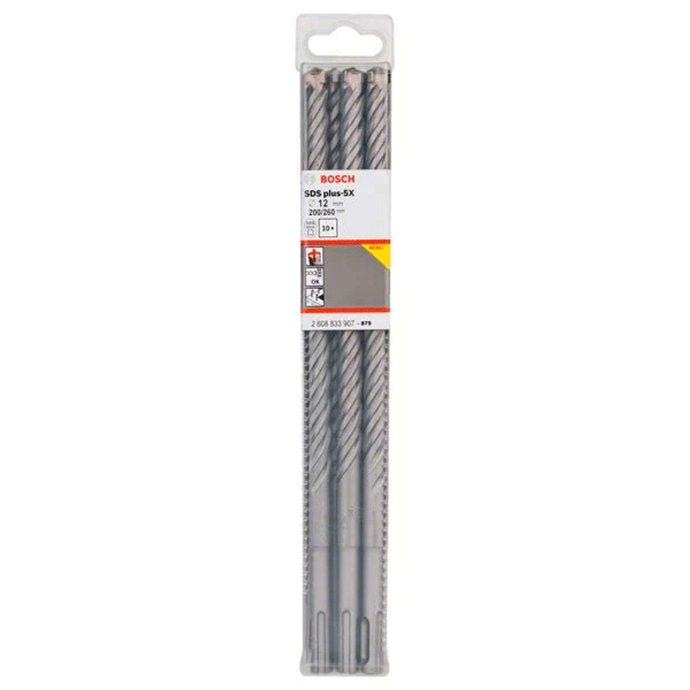 Бур по бетону Bosch SDS plus-5X 12x200x260 мм, 10 шт. 2608833907