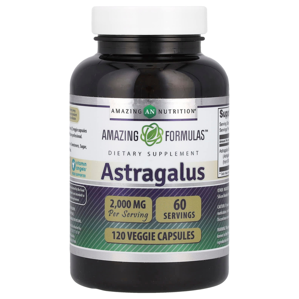 Amazing Nutrition, астрагал, 120 растительных капсул (1000 мг в 1 капсуле)