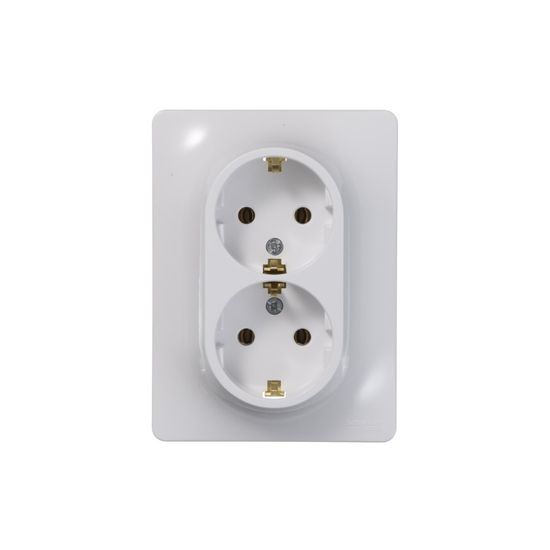 Розетка 2-м СП Glossa 16А IP20 с заземл. в сборе бел. SE GSL000124