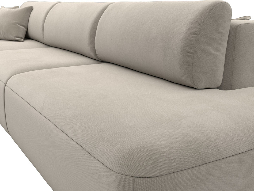 Диван угловой Лига-036 НПБ Модерн Лонг левый угол МИКРОВЕЛЬВЕТ Бежевый