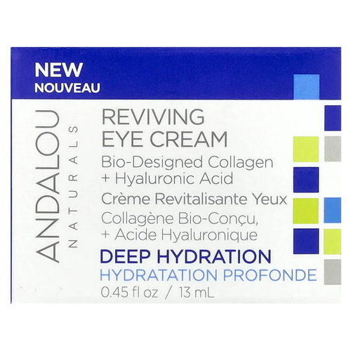 Andalou Naturals, Восстанавливающий крем для кожи вокруг глаз, биоразлагаемый коллаген и гиалуроновая кислота, 13 мл (0,45 жидк. унц.)