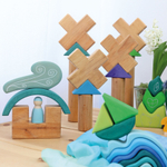 Деревянный конструктор "Лесенки" не окрашенный, поддон, 19 деталей