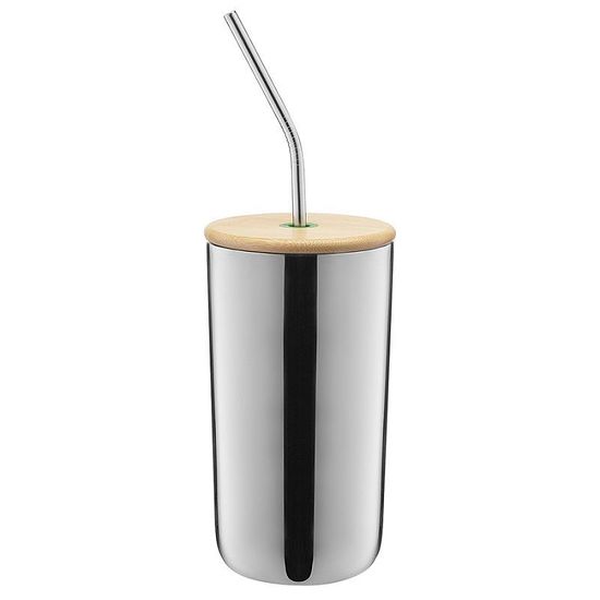 Термостакан стальной с трубочкой, 520 мл