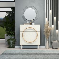 Комод Арт Колор leaves Классик Голд с 3 ящиками Белый опал