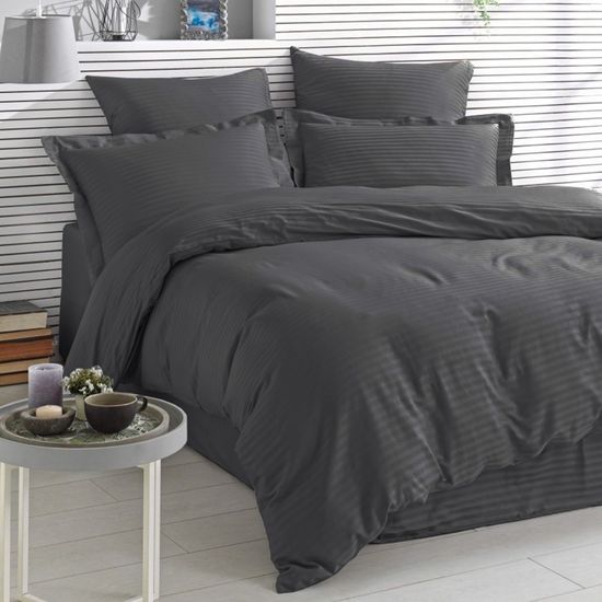 КПБ DarkGrey, 1.5 спальный, 50х70, простыня 90х200х30. DOMTEKC