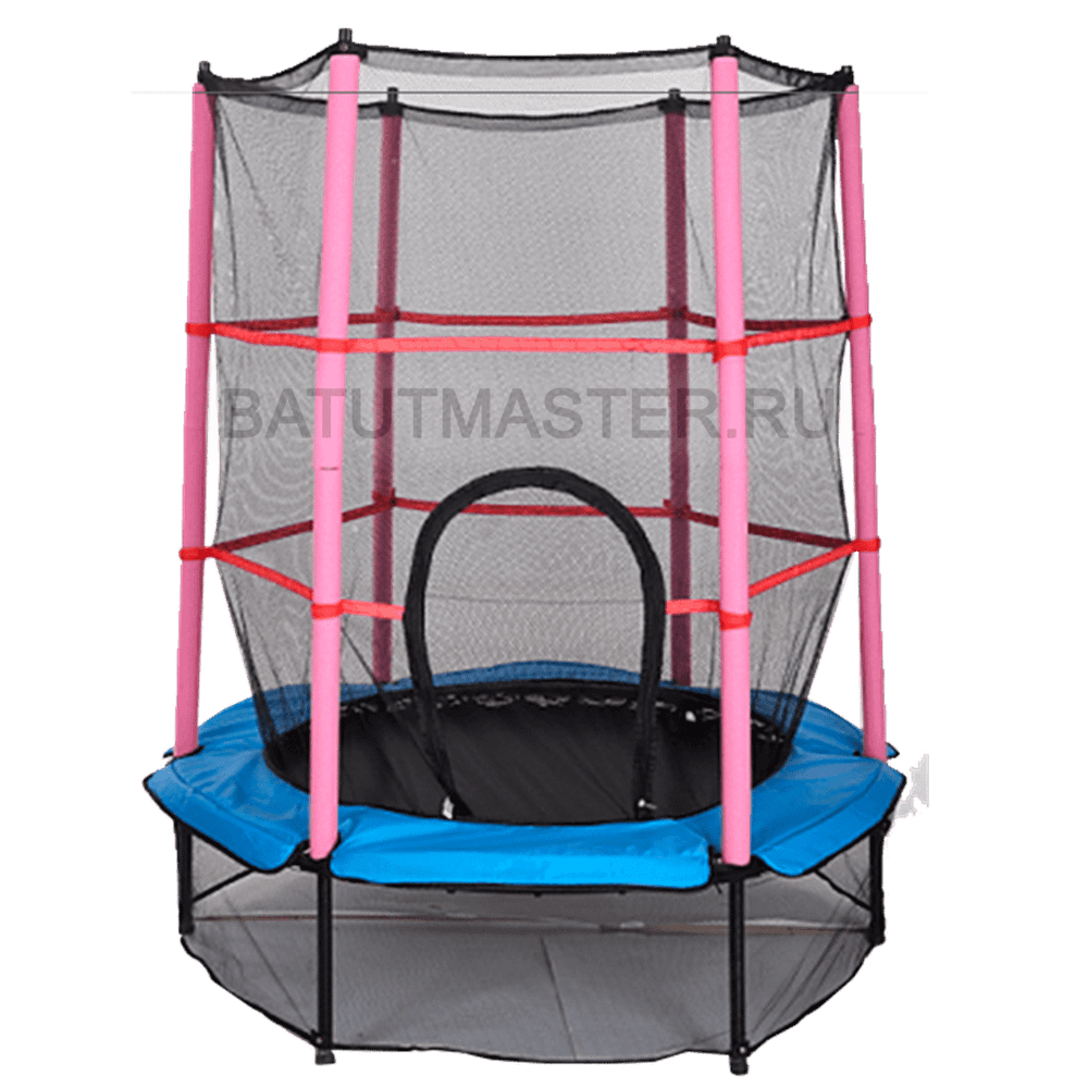 Батут с сеткой, диаметр 4,6 фт, розово - синий