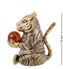 AM-3780 Колокольчик «Тигр Шар» (латунь, янтарь)