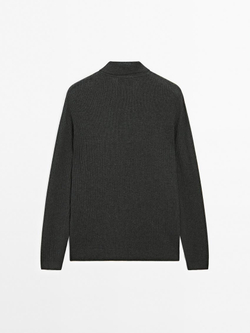 Massimo Dutti Трикотажный свитер с воротником-поло, темно-серый