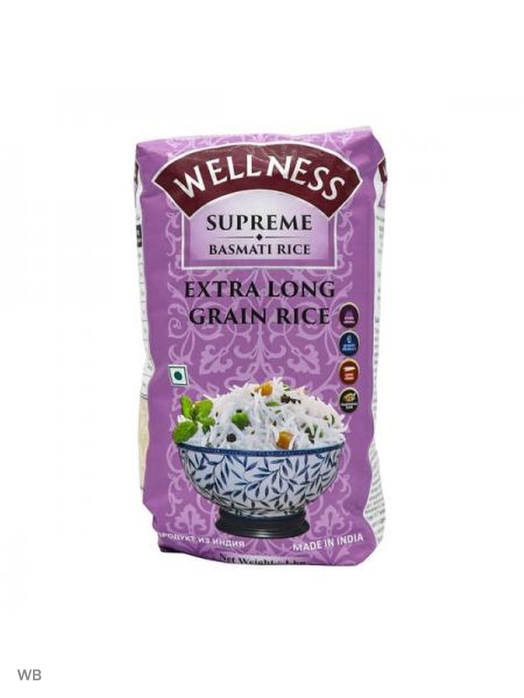 Рис WellNess Basmati Supreme Extra long 1 кг, 2 шт
