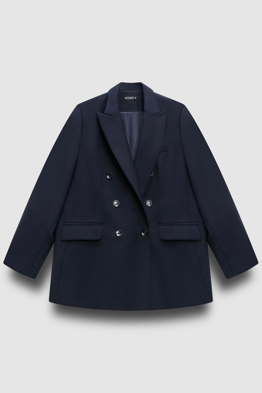Жакет двубортный, темно-синий