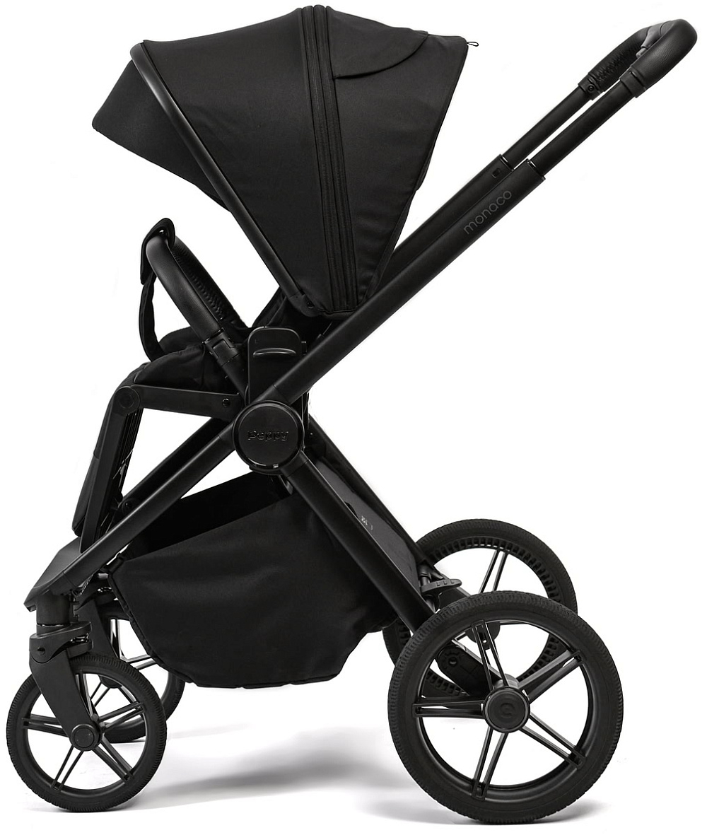 Детская коляска Peppy Monaco 2 в 1 Black (черный), рама черная матовая