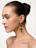 Серьги "Black Cross" из черного агата Gold