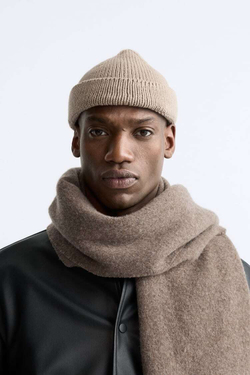 ZARA КОРОТКАЯ ШАПКА БИНИ, БЕЖЕВЫЙ