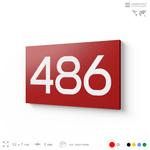 Номер на дверь 486, табличка на дверь для офиса, квартиры, кабинета, аудитории, склада, красная 120х70 мм, Айдентика Технолоджи