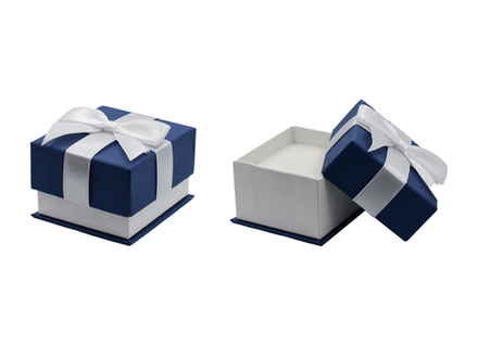 Коробочка под кольцо с атласной лентой (синий, картон)