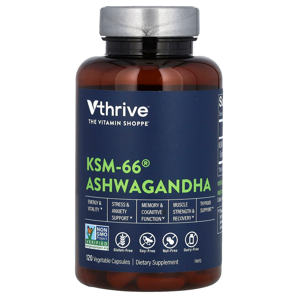 Vthrive, KSM-66 ашваганда, 120 растительных капсул (300 мг на капсулу)
