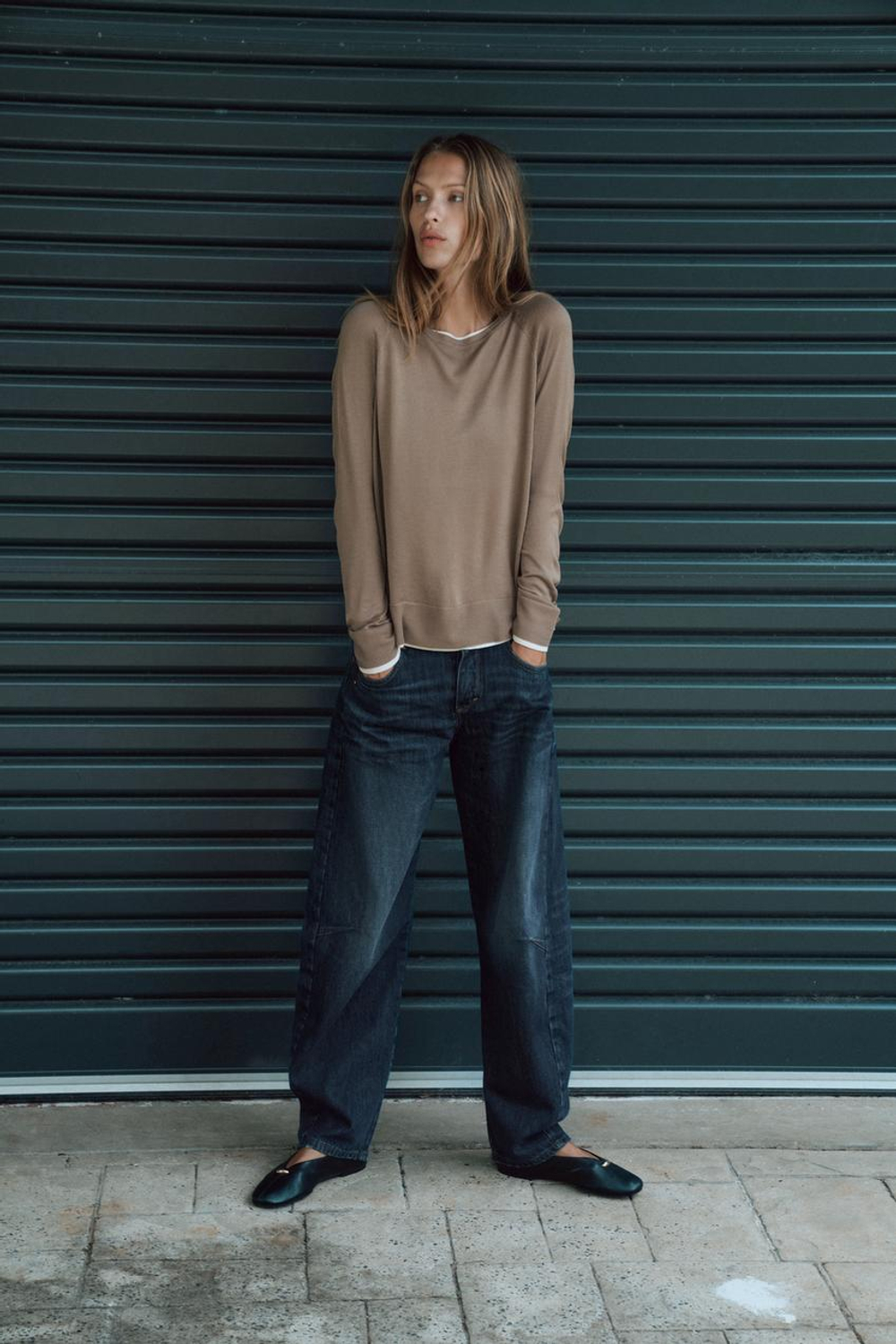 ZARA ТРИКОТАЖНЫЙ ДЖЕМПЕР, СЕРО-КОРИЧНЕВЫЙ