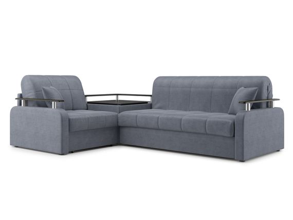 Диван угловой с Баром Денвер 1,2 - Velutto 32 серый/  коричневая накладка