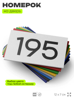 Номер на дверь 195, табличка на дверь для офиса, квартиры, кабинета, аудитории, склада, белая 120х70 мм, Айдентика Технолоджи