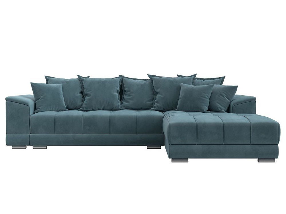 Диван угловой НордСтар правый угол, Бирюзовый, Велюр, 121106