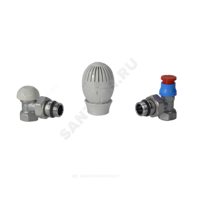 Комплект для бок/п радиатора термостатический R470F жид/нап для двухтр Ду 15 Ру10 угловой клипс clip-clap 8-32oC без преднастройки штуцер с герметичной прокладкой Giacomini R470FX003