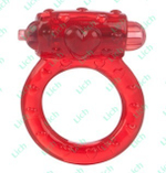 Красное эрекционное кольцо на пенис с вибрацией LOVE STUFF