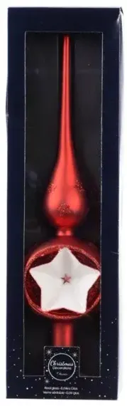 Макушка на елочку Новогодняя Звезда 31 см, красная, стекло, KAEMINGK (170179/1)