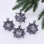 Ёлочные игрушки «Таинственное очарование» Звезда остроконечная 6 см (набор 4 шт), графит