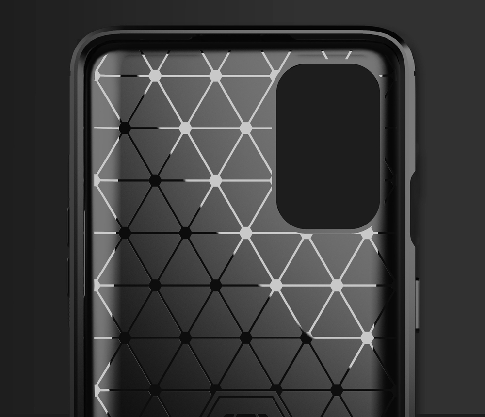 Чехол защитный черного цвета на OnePlus 9R, серия Carbon от Caseport