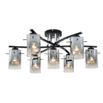 Потолочный светильник 7x40Вт E27, металл/стекло, чёрный