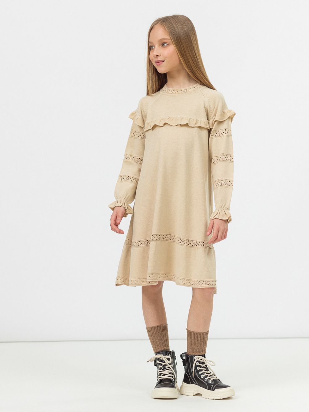 Плать для девочки 628 бежевый