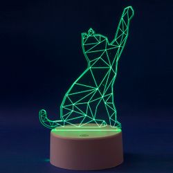 ULI-M501 RGB-3AAA CATTY-WHITE Светильник декоративный с эффектом 3D Кошка. на батарейках 3AAA не в-к. 1 светодиод. RGB свет. USB кабель в-к. TM Uniel