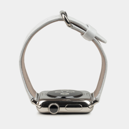 Ремешок для Apple Watch 40/41/42 mm из кожи аллигатора,белого цвета