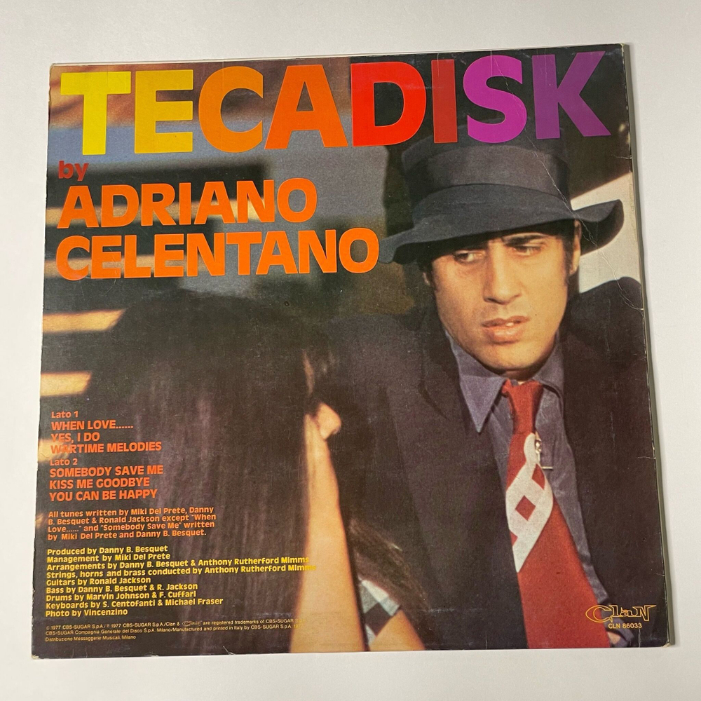Винтажная виниловая пластинка LP Adriano Celentano Tecadisk (Italy 1977) Kiss Me Goodbye