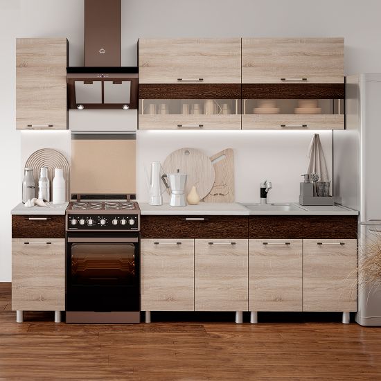 Монтана 2,0м Кухня (bts) дуб сонома/венге/антарес, СП лдсп