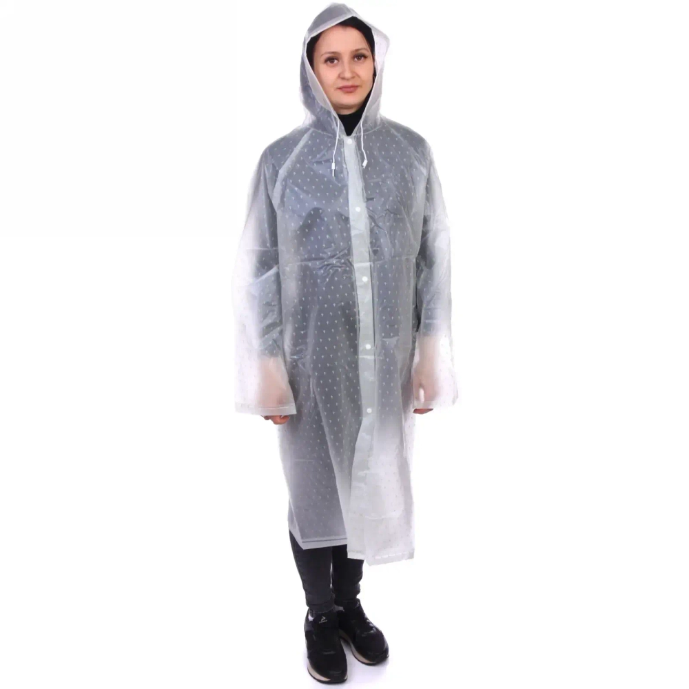 Дождевик-плащ 120 Мкрн 110*62см «Кактусы» с капюшоном и завязками, на кнопках, ДоброСад