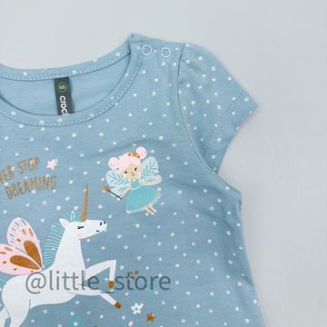 Футболка хлопковая, Горошки на голубом